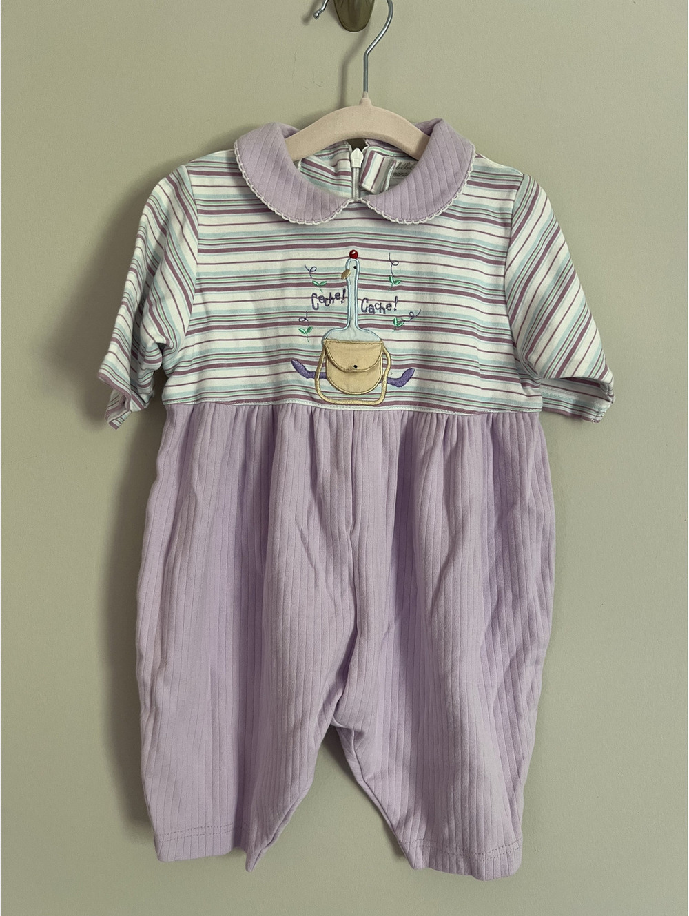 Vintage Les Bebes de Paradis Purple Pastel Goose Jumpsuit